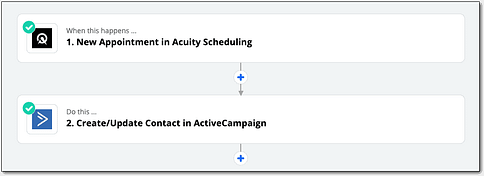 Zapier allows you to connect Acuity Scheduling with ActiveCampaign to create automated appointments data in your CRM